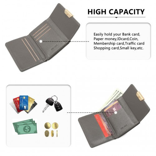 Miss Lulu PU Leather Half-Circle Petal Clasp Wallet - Grey