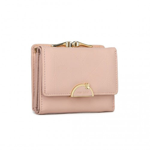 Miss Lulu PU Leather Half-Circle Petal Clasp Wallet - Pink
