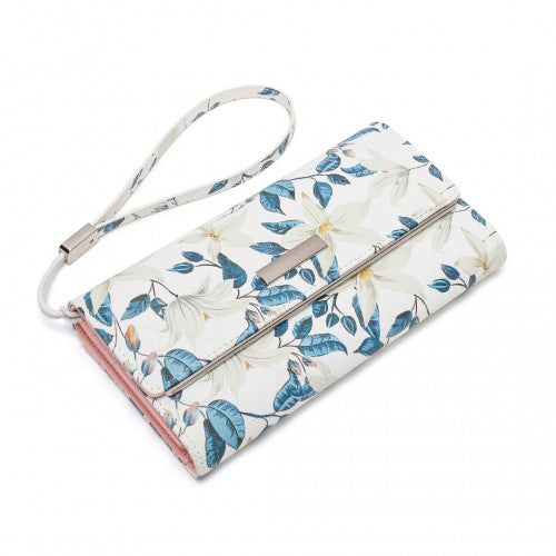 Miss Lulu Ladies' Flower Printed PU Leather Long Purse - Beige