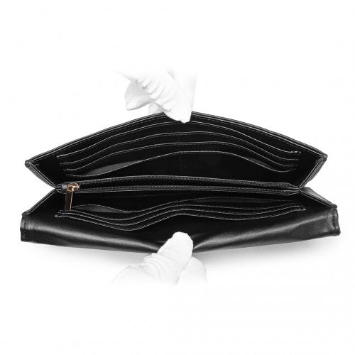 Miss Lulu Multi Use Purse Clutch Mini Shoulder Bag - Black