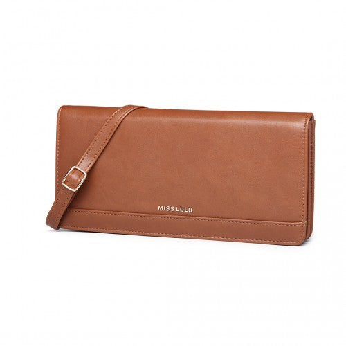 Miss Lulu Multi Use Purse Clutch Mini Shoulder Bag - Brown