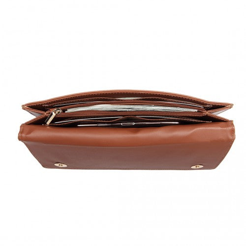 Miss Lulu Multi Use Purse Clutch Mini Shoulder Bag - Brown