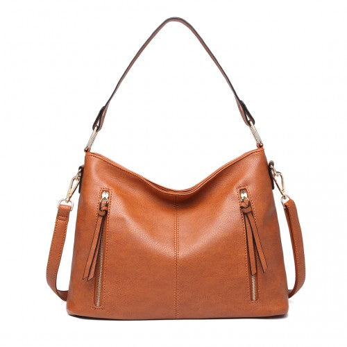 Miss Lulu Classic Style Slouch Shoulder Bag - Brown