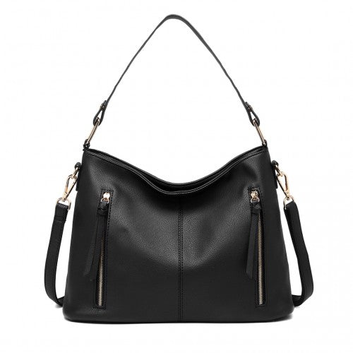 Miss Lulu Classic Style Slouch Shoulder Bag - Black