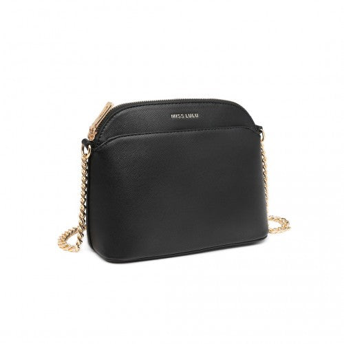 Miss Lulu Cross-Body Sleek Handbag - Black