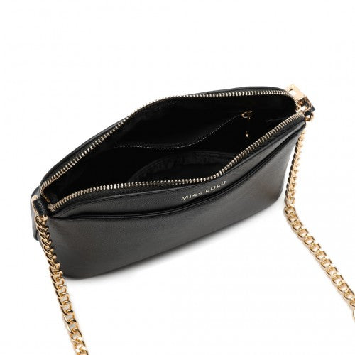 Miss Lulu Cross-Body Sleek Handbag - Black