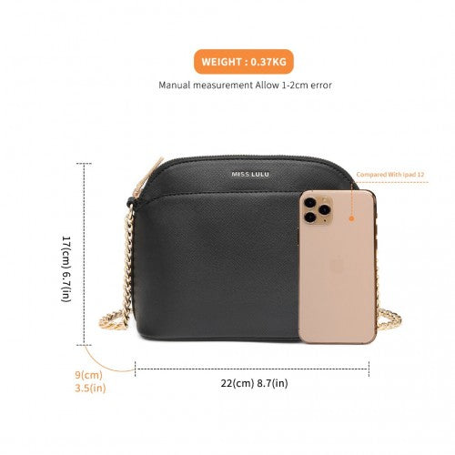 Miss Lulu Cross-Body Sleek Handbag - Black