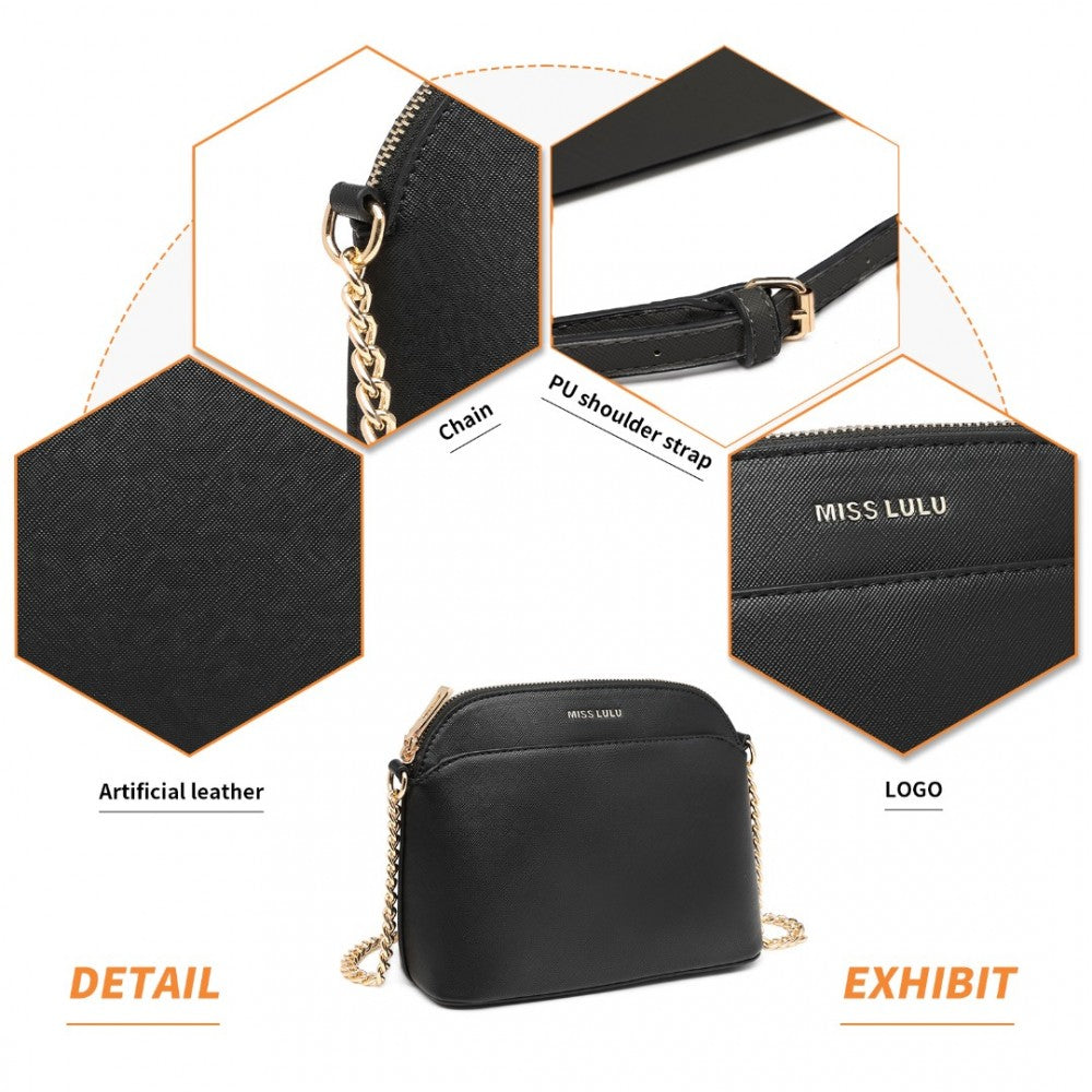 Miss Lulu Cross-Body Sleek Handbag - Black