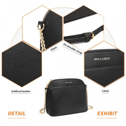 Miss Lulu Cross-Body Sleek Handbag - Black