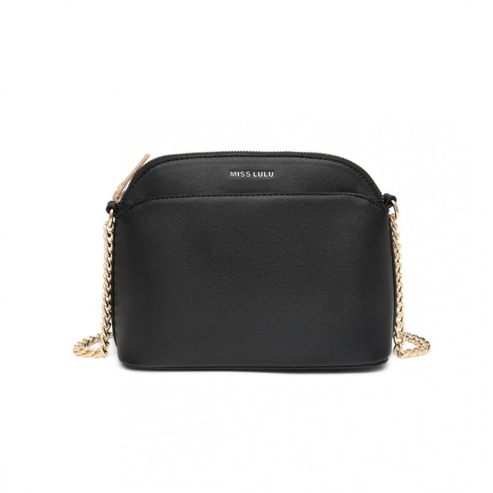 Miss Lulu Cross-Body Sleek Handbag - Black