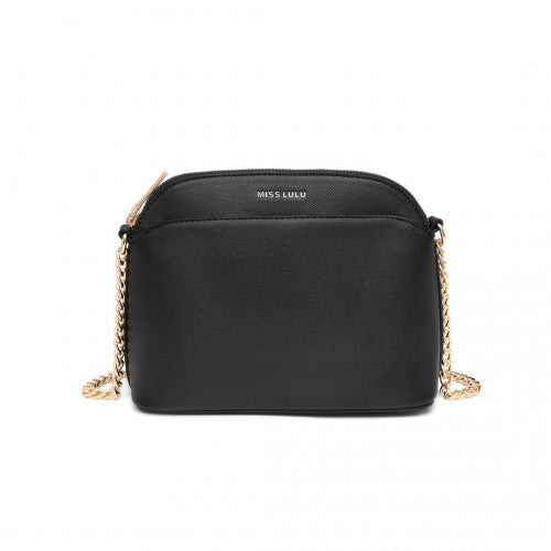 Miss Lulu Cross-Body Sleek Handbag - Black
