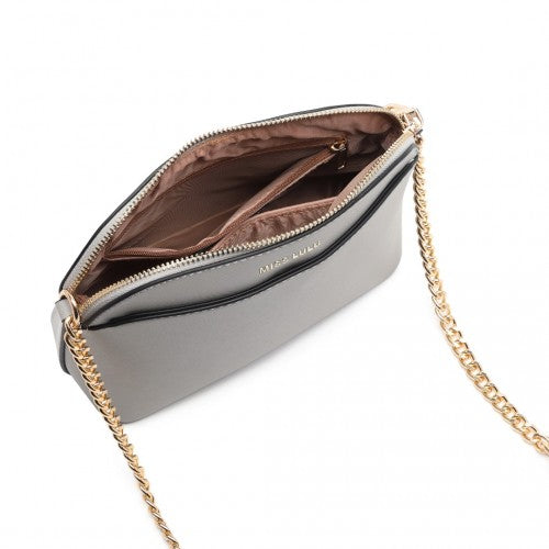 Miss Lulu Cross-Body Sleek Handbag - Grey