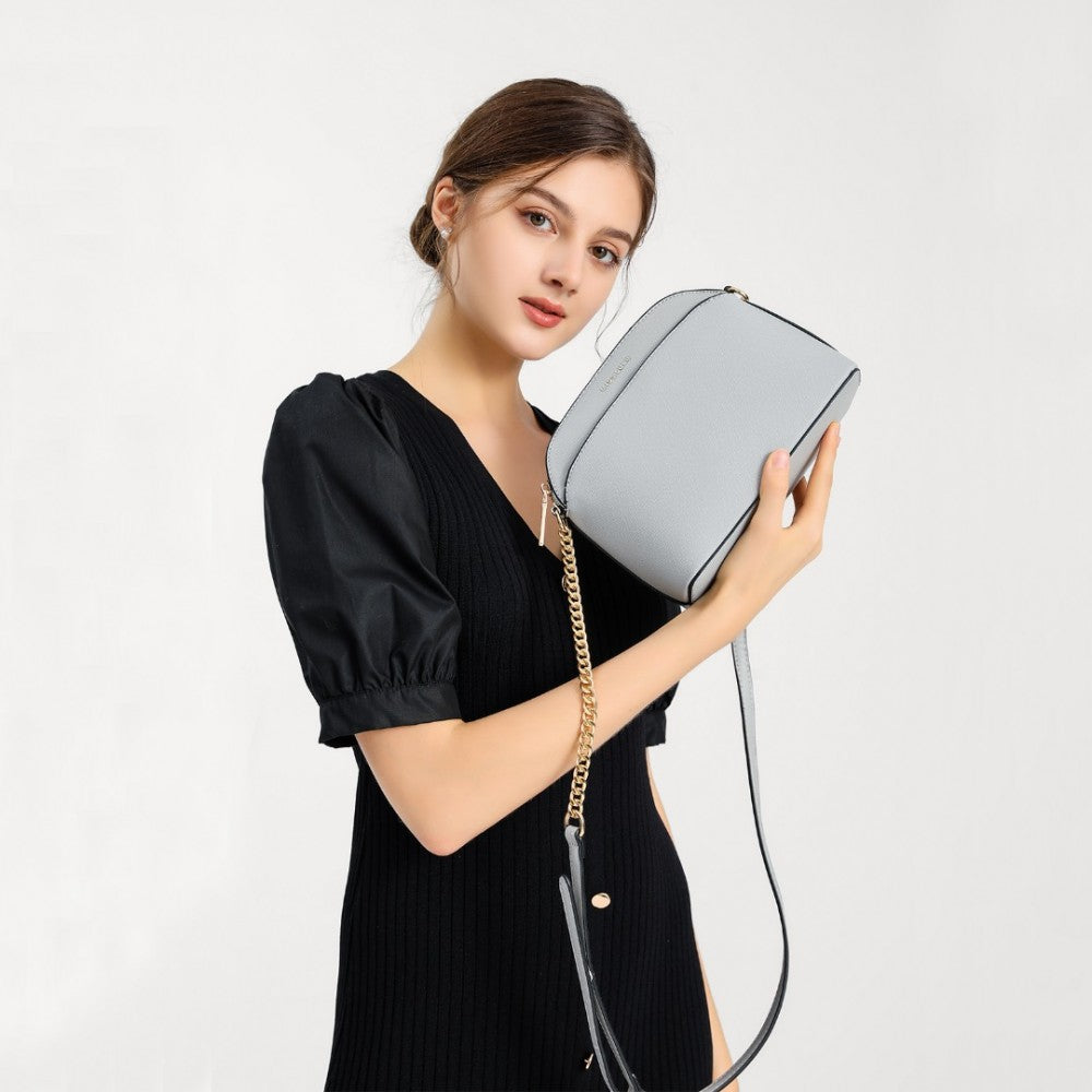 Miss Lulu Cross-Body Sleek Handbag - Grey