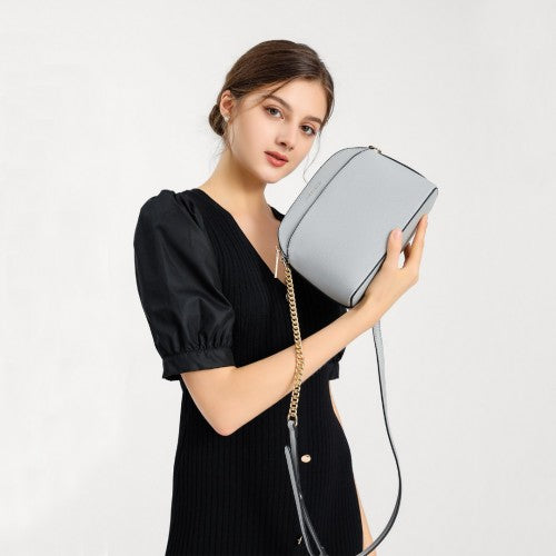 Miss Lulu Cross-Body Sleek Handbag - Grey