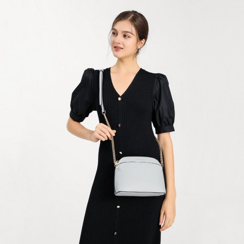 Miss Lulu Cross-Body Sleek Handbag - Grey