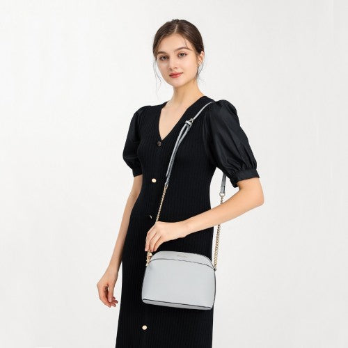 Miss Lulu Cross-Body Sleek Handbag - Grey