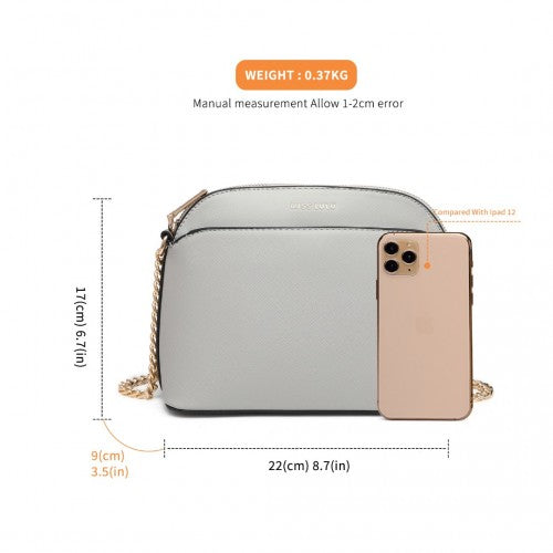 Miss Lulu Cross-Body Sleek Handbag - Grey