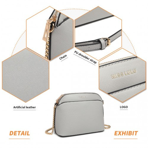 Miss Lulu Cross-Body Sleek Handbag - Grey