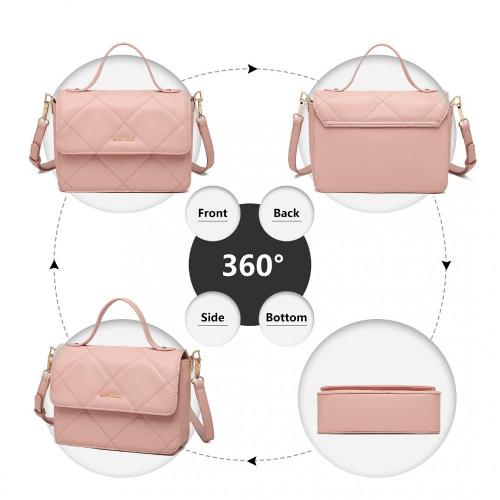 Miss Lulu Diamond Quilted Leather Chain Shoulder Bag - Pink
