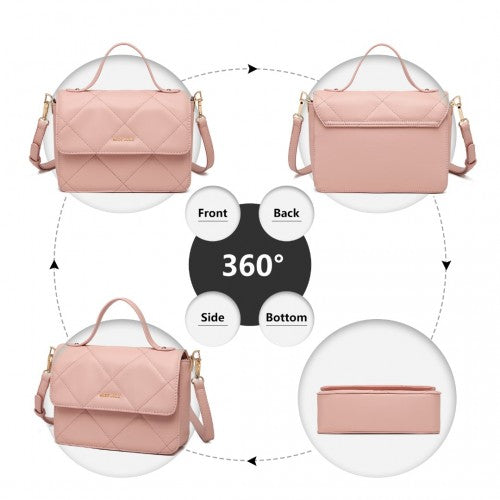 Miss Lulu Diamond Quilted Leather Chain Shoulder Bag - Pink