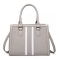 Miss Lulu White Striped Commuter Elegant Cross Body Tote Bag - Grey