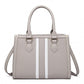 Miss Lulu White Striped Commuter Elegant Cross Body Tote Bag - Grey