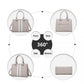 Miss Lulu White Striped Commuter Elegant Cross Body Tote Bag - Grey