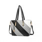 Miss Lulu Contrast Colour Twill Leather Handbag Tote Bag - Black/Grey