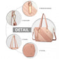 Miss Lulu Contrast Colour Twill Leather Handbag Tote Bag - Pink