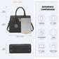 Miss Lulu Chic V-Quilted PU Leather Sophisticated Handbag - Black