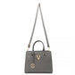Miss Lulu Chic V-Quilted PU Leather Sophisticated Handbag - Grey