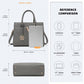 Miss Lulu Chic V-Quilted PU Leather Sophisticated Handbag - Grey