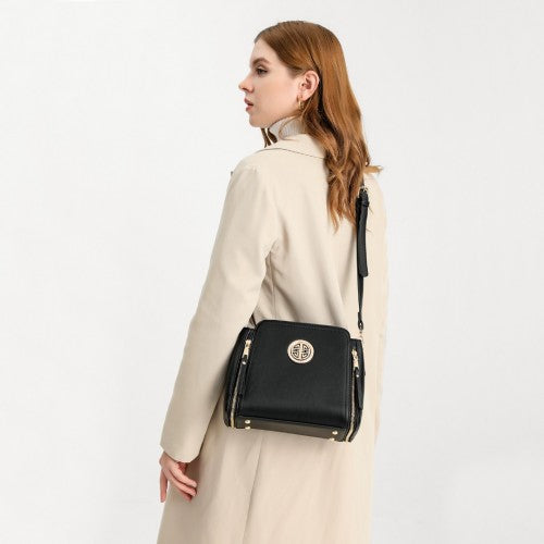 Miss Lulu Leather Look Practical Cross-Body Bag - Grey