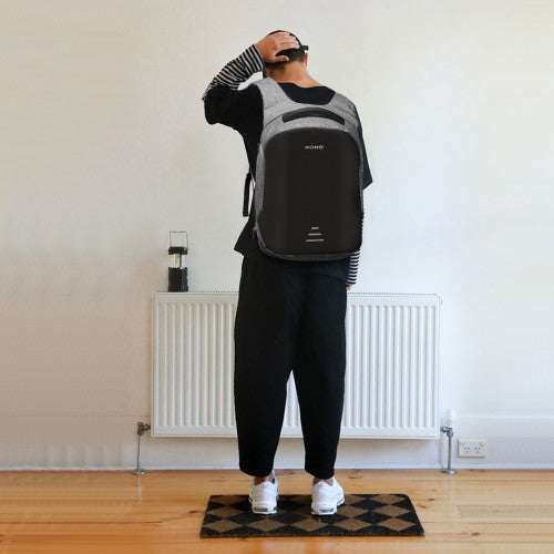 Kono Reflective USB Charging Interface Backpack - Grey