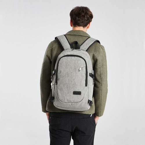 Kono Business Laptop Backpack With USB Charging Port - Grey