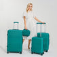 Kono Abs Sculpted Horizontal Design 4 Pcs Suitcase Set With Vanity Case - Coral