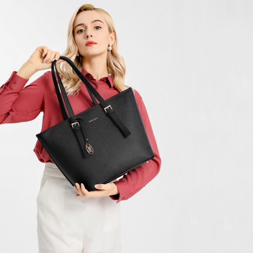 Miss Lulu Minimalist Tote Handbag Structured - Black
