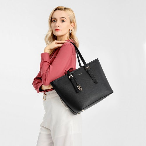 Miss Lulu Minimalist Tote Handbag Structured - Black