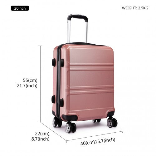 Kono Abs Sculpted Horizontal Design 20 Inch Cabin Luggage - Nude