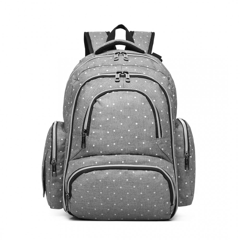Kono Large Capacity Multi Function Baby Diaper Backpack Polka Dot Grey