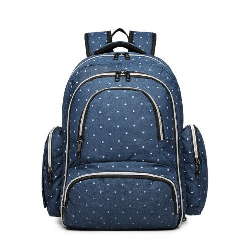 Kono Large Capacity Multi Function Baby Diaper Backpack Polka Dot Navy
