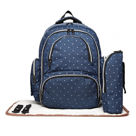 Kono Large Capacity Multi Function Baby Diaper Backpack Polka Dot Navy