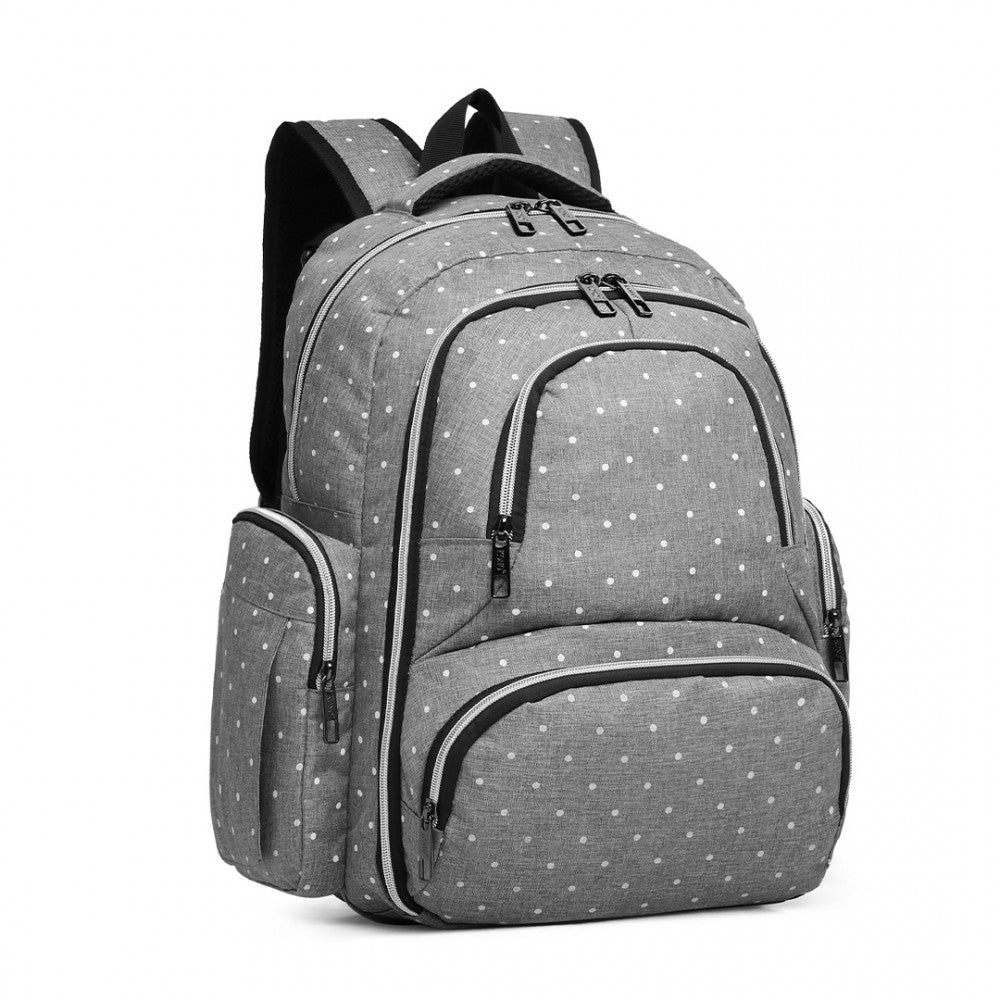 Kono Large Capacity Multi Function Baby Diaper Backpack Polka Dot Grey