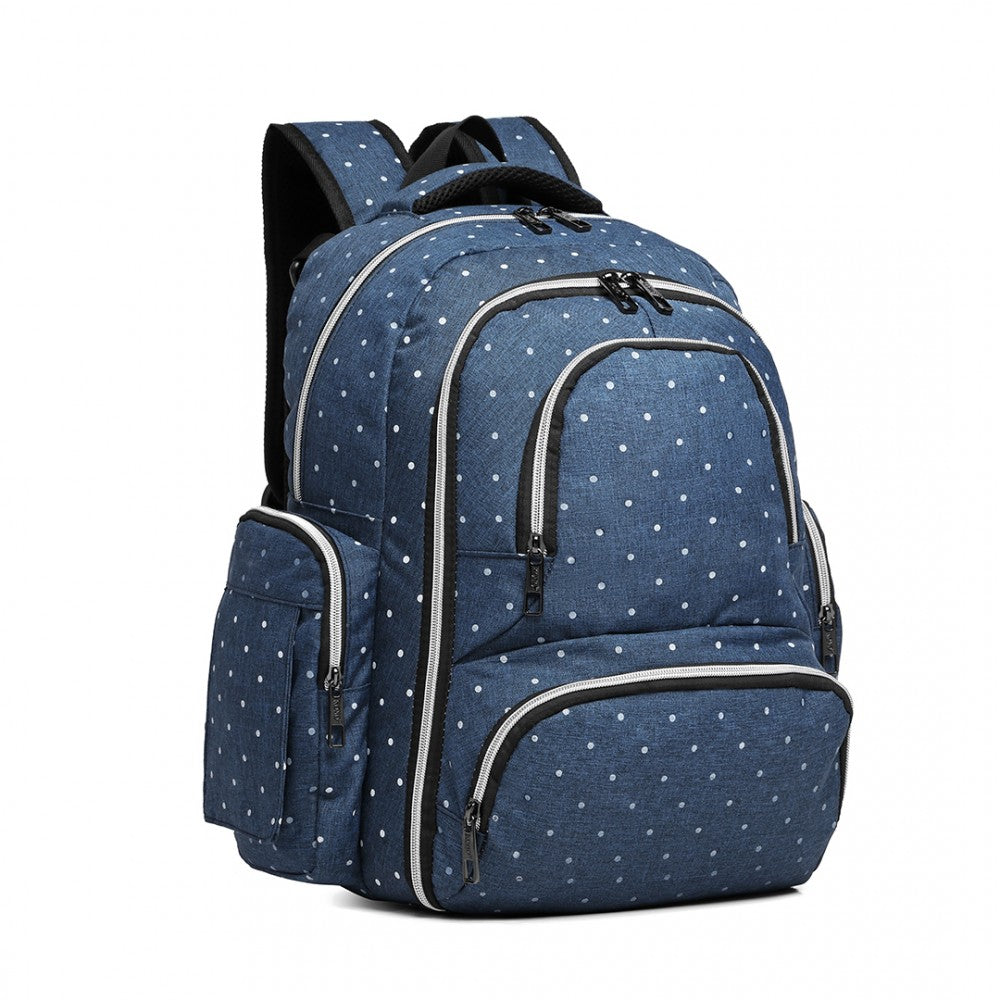 Kono Large Capacity Multi Function Baby Diaper Backpack Polka Dot Navy