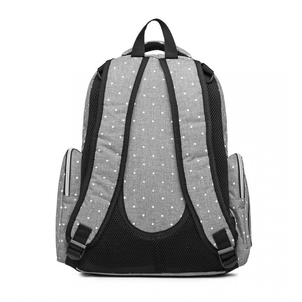Kono Large Capacity Multi Function Baby Diaper Backpack Polka Dot Grey