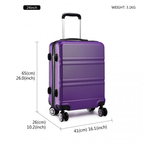 Kono Abs Sculpted Horizontal Design 24 Inch Suitcase - Purple