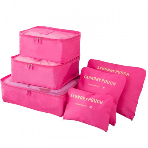 Miss Lulu 6 Piece Polyester Travel Luggage Organiser Bag Set - Plum