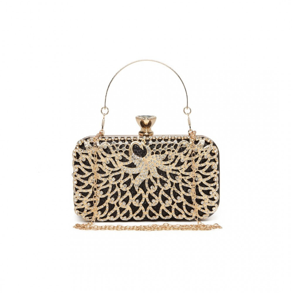 Miss Lulu Sparkling Classical Women Clutch Purse Evening Bag - Black