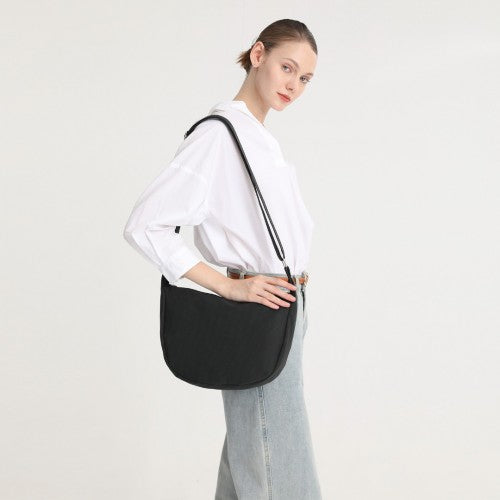 Water-Resistant Portable Crescent Shoulder Cross Body Bag - Purple