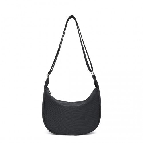 Water-Resistant Portable Crescent Shoulder Cross Body Bag - Black